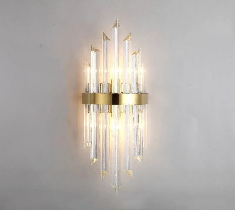 Modern crystal wall lamp in light luxury style with metal finish options