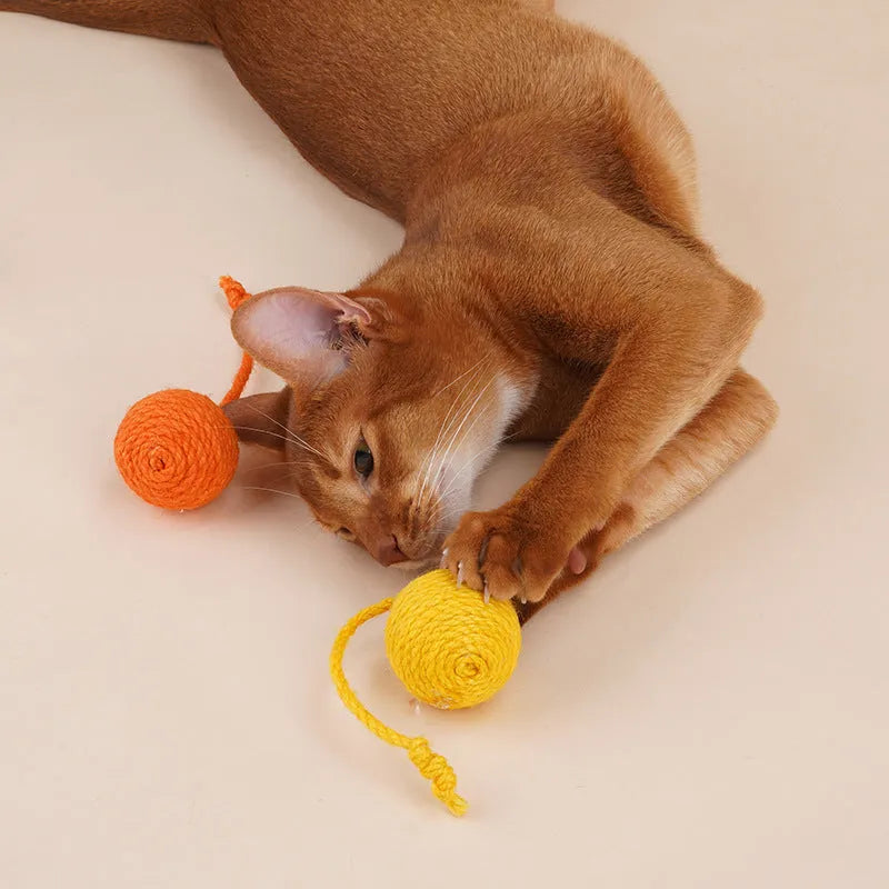 Cat teaser stick set with bite-resistant catnip ball and self-play toys in blue, green, red or multicolour options