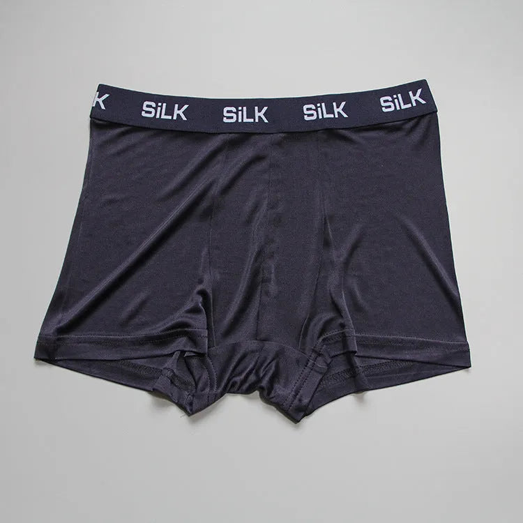 Men's silk loose shorts in navy blue colour with mid waist design