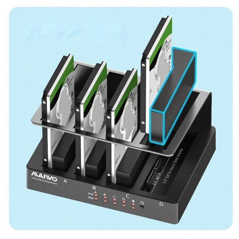 Four-bay external hard drive enclosure for 2.5 inch SATA drives