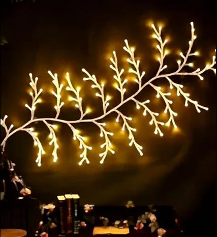 Flexible DIY willow vine LED garland lights with birch texture and 144 warm white bulbs
