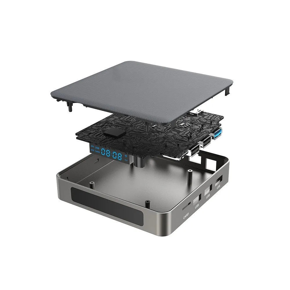 Android TV streaming box for 8K video with remote control and HDMI cable
