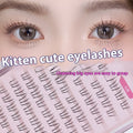 False eyelashes with kitten's paw lower lashes showing 12-row volume and graduated 4-5-6mm lengths