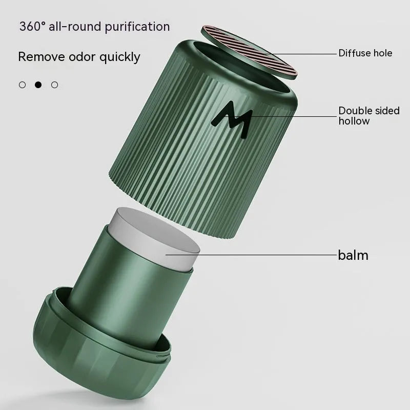 Solid car aromatherapy cup in choice of four fragrances on a 10cm by 6cm base.