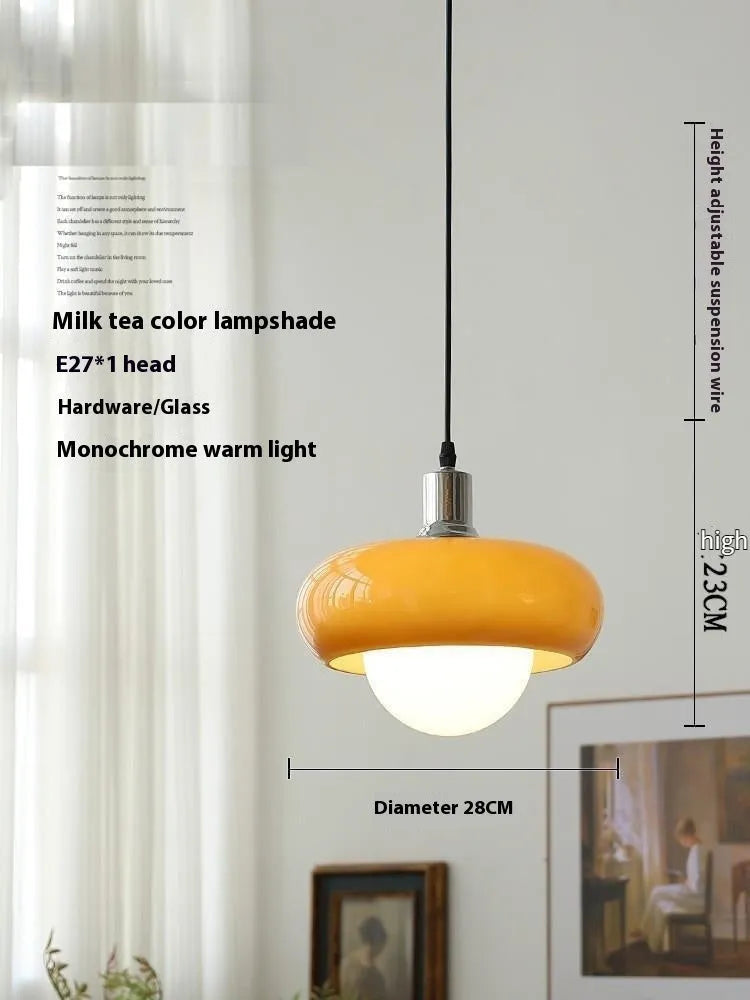 Bauhaus pendant light with three milk white egg tart glass shades for ceiling mounting