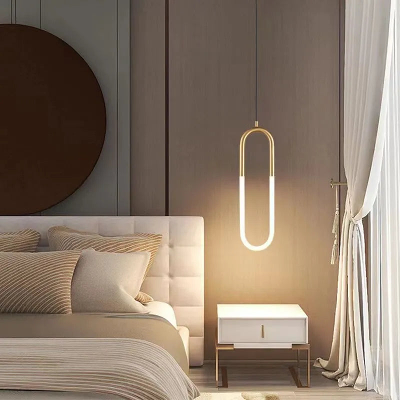 Nordic minimalist U-shaped bedside pendant lamp with three light modes