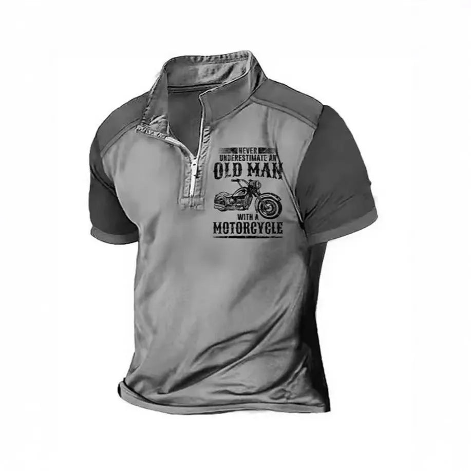 Men's casual polo shirt with lapel collar and digital letter printing in regular fit