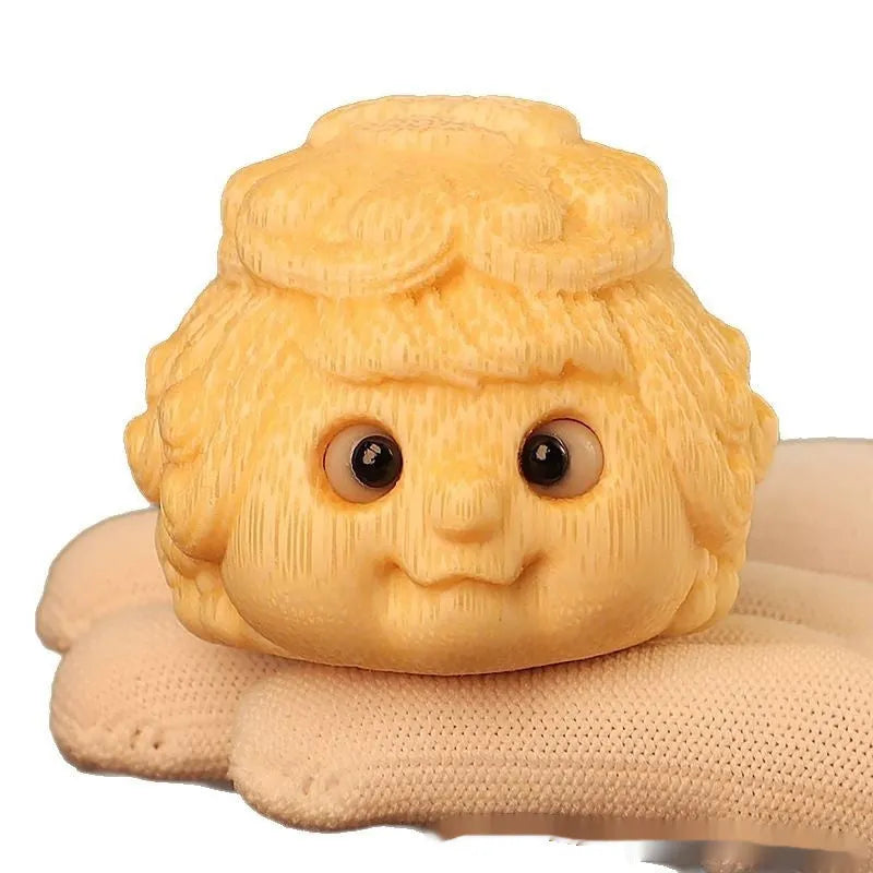 Golden Toad Princess bamboo ornament carving measuring 5.0cm with cute style design