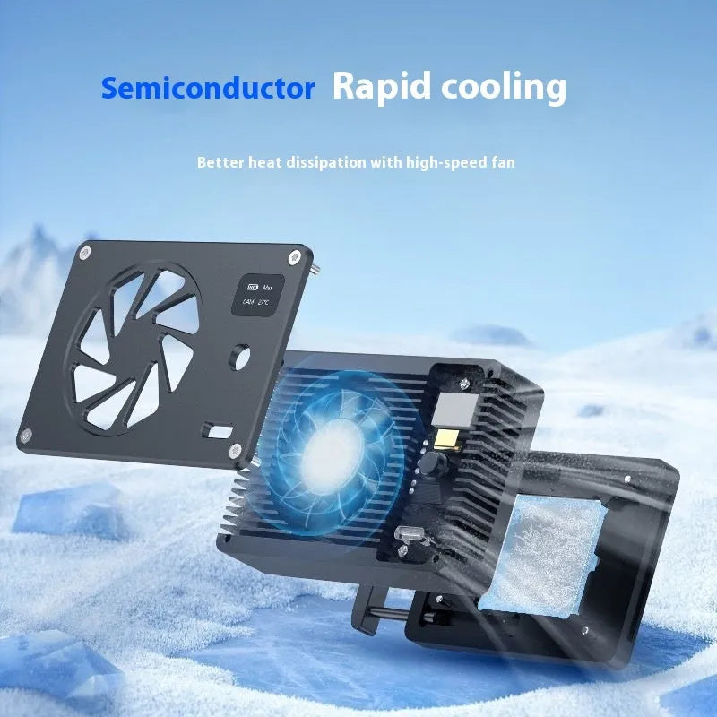 Black aluminium alloy PC cooling radiator fan with heatsink fins and integrated fan, measuring 89mm x 52mm x 25.95mm