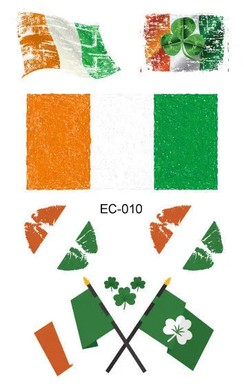 St. Patrick's Day clover design temporary tattoo sticker measuring 120×75mm