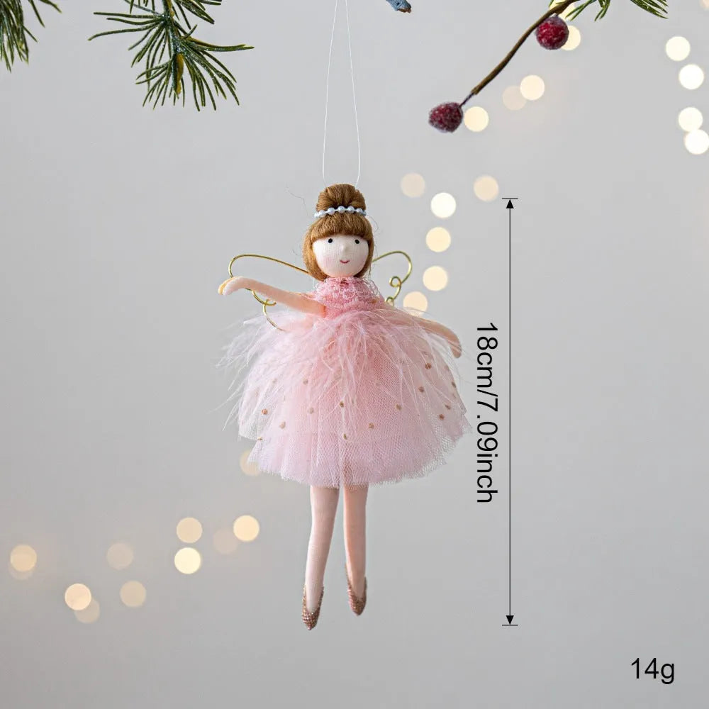 Pink and white ballet angel plush doll pendant with modern simplicity design
