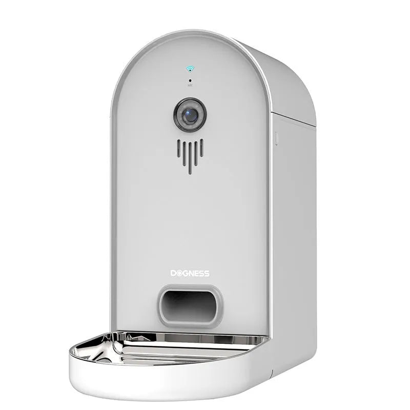 Smart pet feeder with automatic feeding and remote monitoring in various colour options