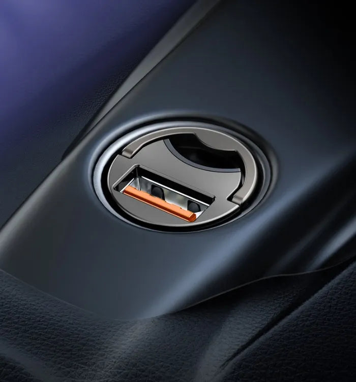 Baseus electro-optical grey 30W PPS fast car charger with 1-metre USB cable