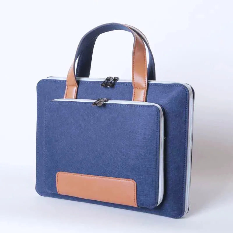 Fashion felt laptop bag in dark gray with pink zipper, 28x38cm size for 14 inch laptops