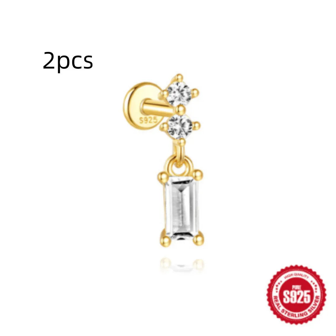 S925 sterling silver water drop earrings with a flat spiral design in a gold electroplated finish.