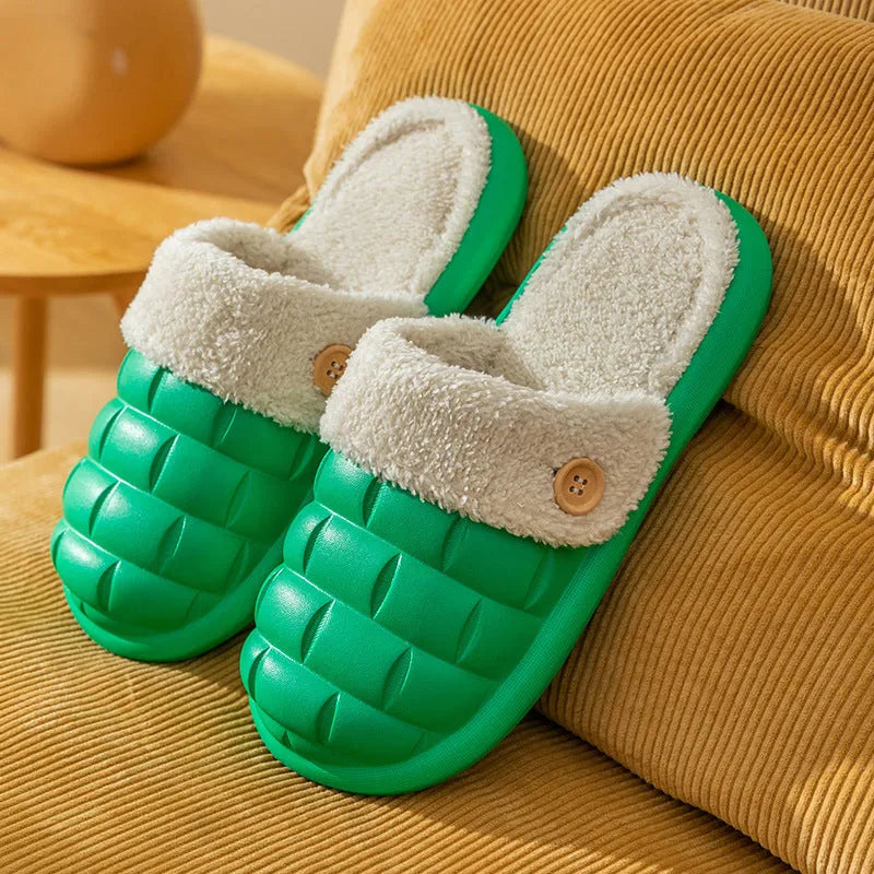 Plaid EVA slippers with detachable plush lining in multiple colours for women