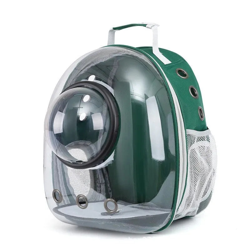 Grey hard-shell pet carrier bag with side opening for medium-sized cats or small dogs.