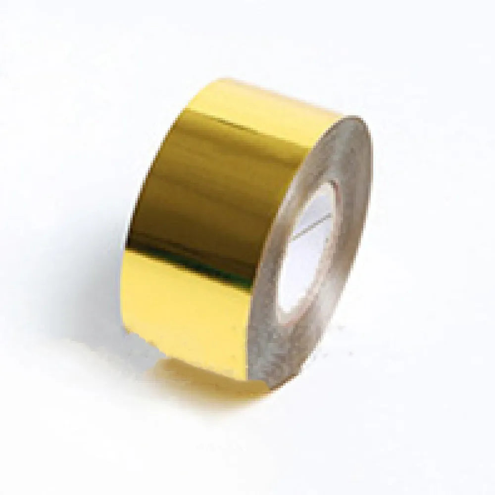 Roll of gold electrochemical aluminium hot stamping foil for leather and plastic branding.