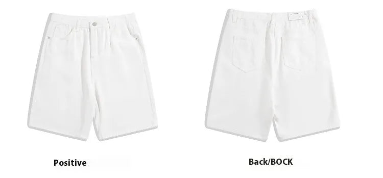 Men's light blue denim shorts with five pockets and straight leg cut on mid-waist fit
