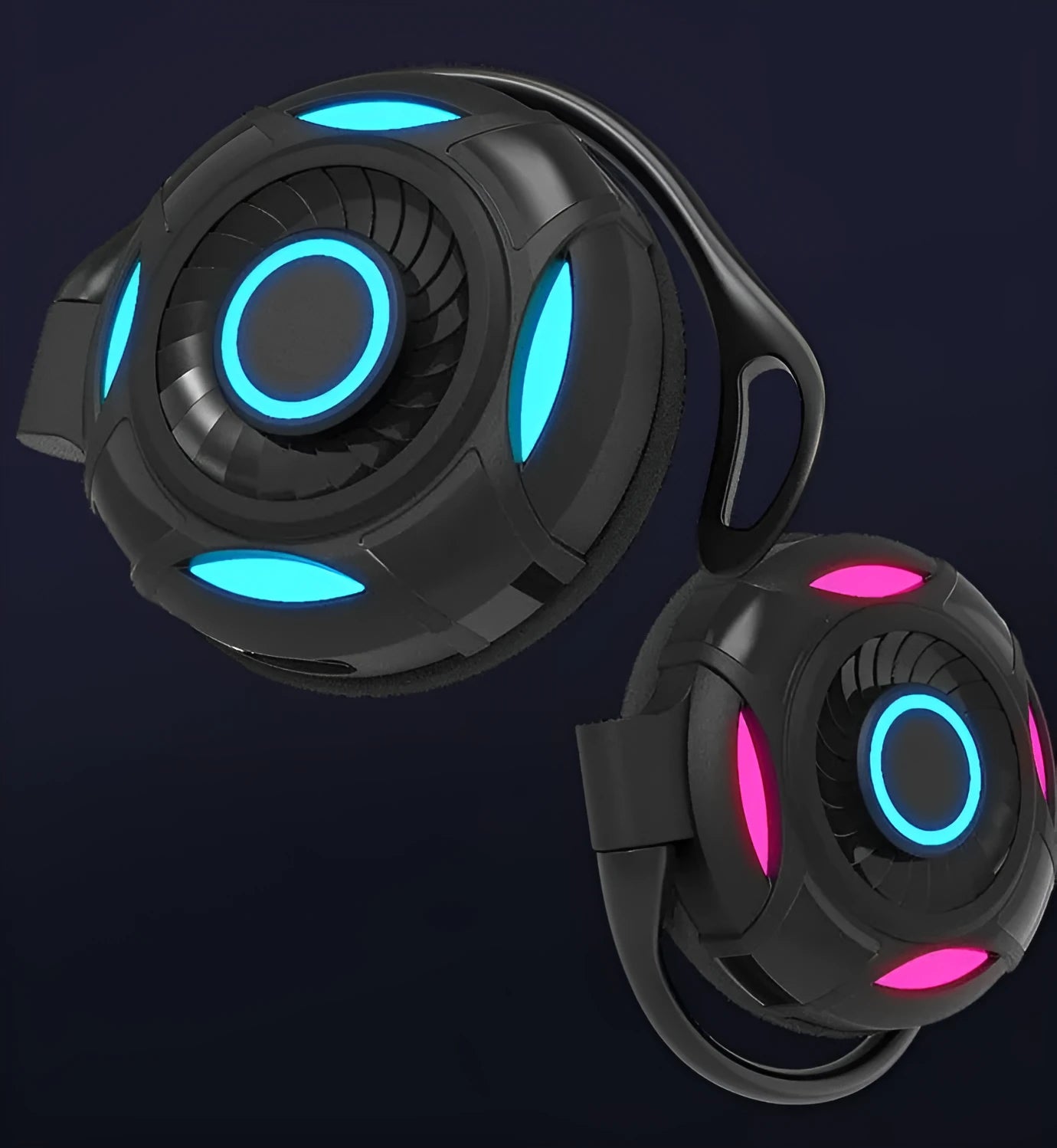 Black wireless Bluetooth gaming earphones with hanging ear design and USB charging cable
