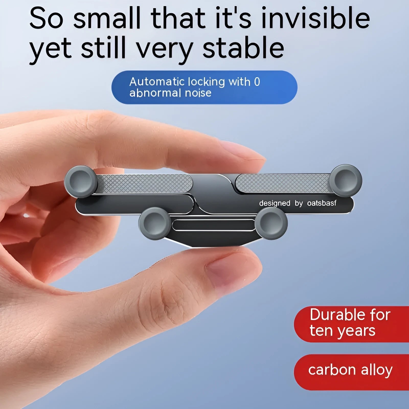 Invisible aluminum alloy car air vent mobile phone holder bracket in black colour