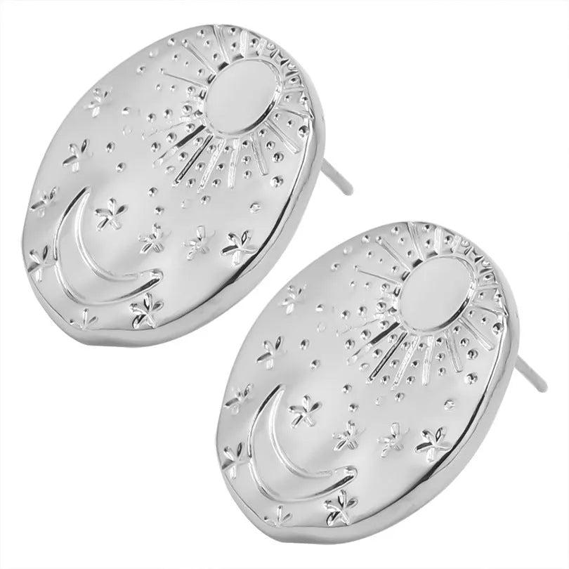 304 stainless steel geometric shell earring studs with gold electroplated finish