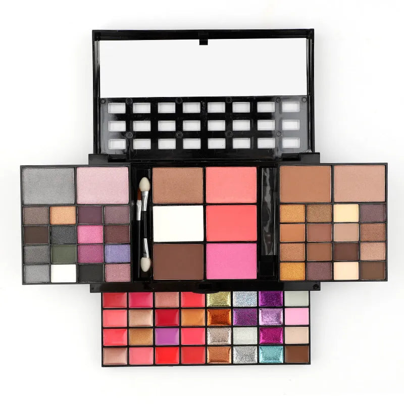 74 colour makeup palette with eyeshadows, lip glosses, brushes in plastic case