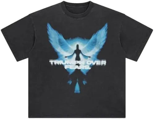 Retro style men's cotton T-shirt with cartoon digital print in loose streetwear fit