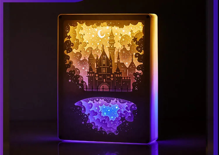 USB bedside night light with three-dimensional paper carving design and remote control