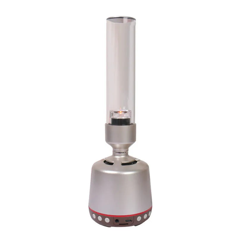 White silver Bluetooth speaker night light with LED atmosphere lighting in plexiglass tube