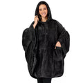 Thick hooded cloak bathrobe in black, dark grey, or pink colours with long sleeves