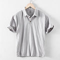 Men's cotton linen casual shirt in loose fit showing milky white colour option