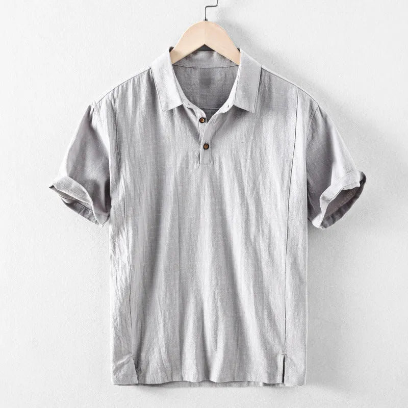 Men's cotton linen casual shirt in loose fit showing milky white colour option