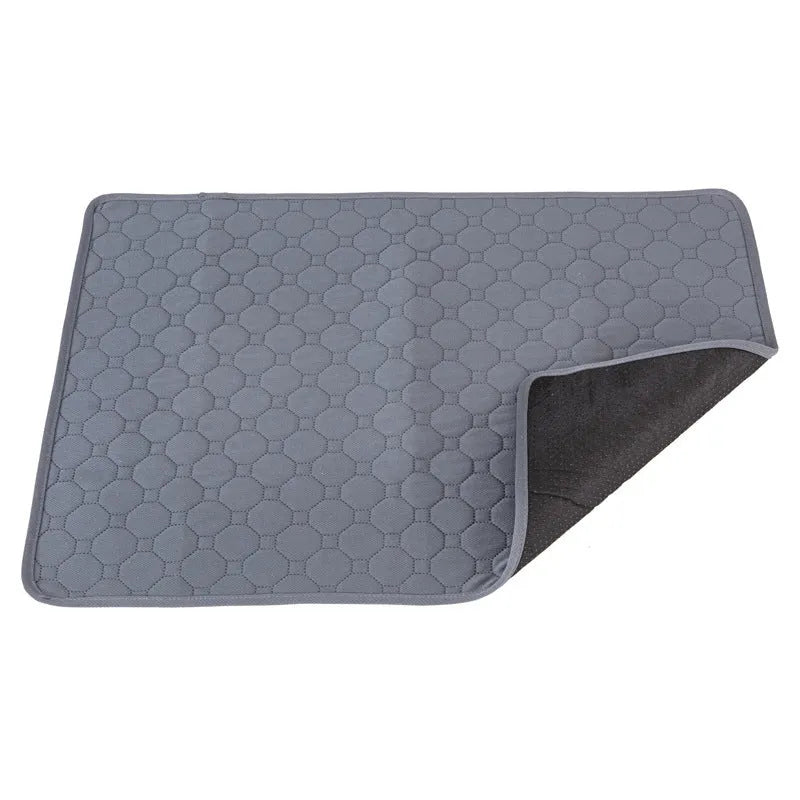 Washable dog pee pads in grey and khaki colours measuring 18 by 24 inches