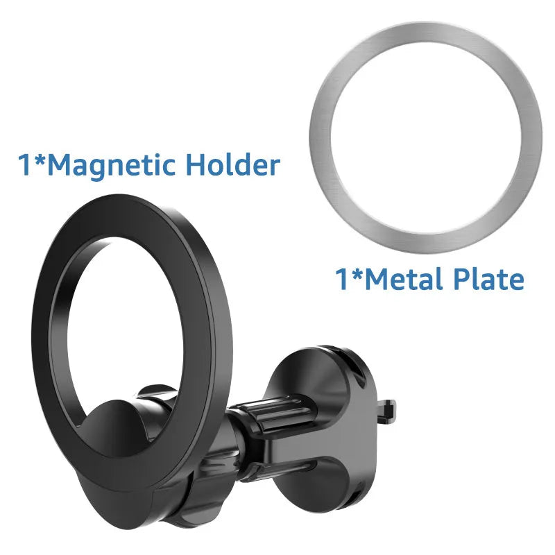 Black O-ring magnetic car air vent phone holder for mobile devices up to 6.8 inches