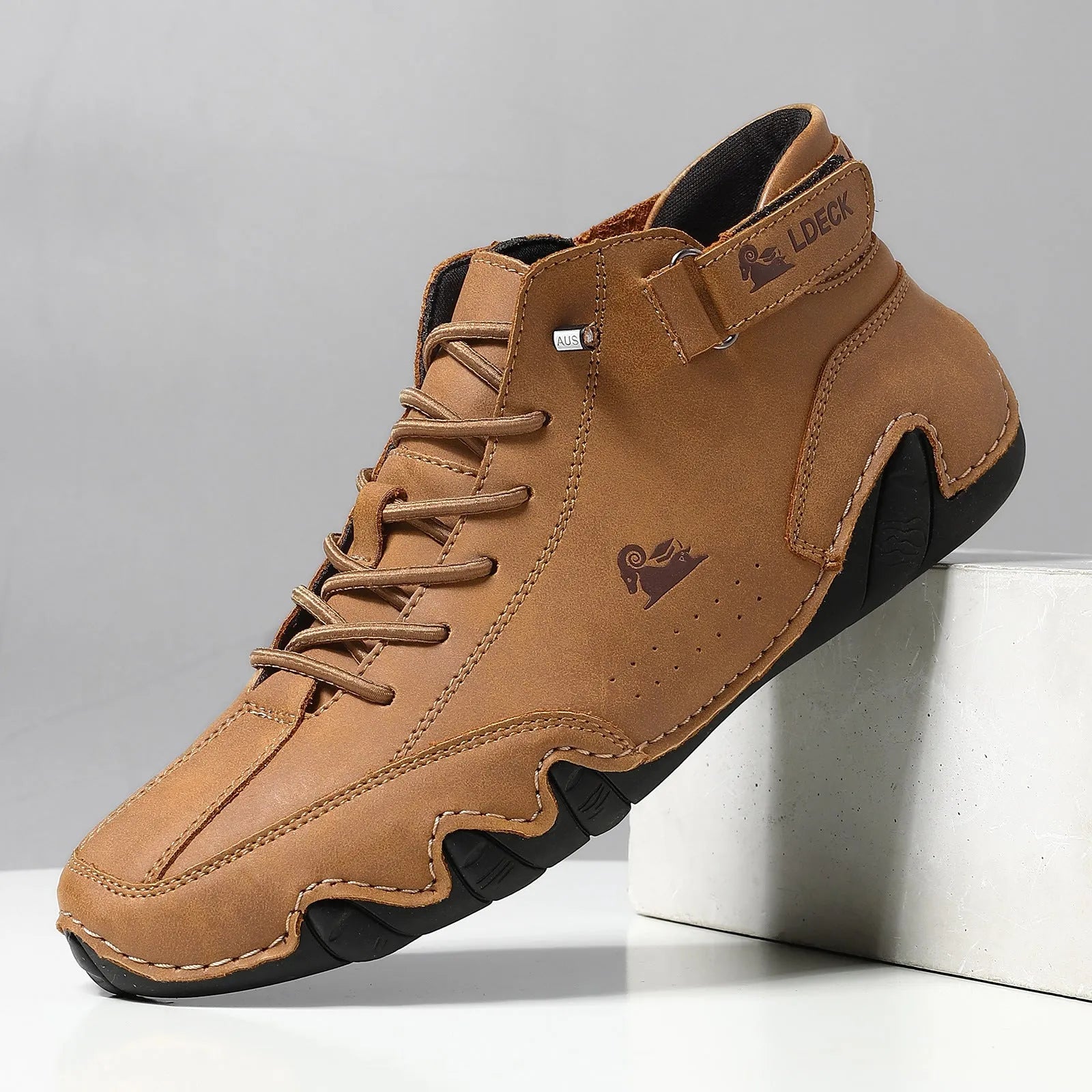 Octopus men's high top shoes with round toe, mid-tube height, and non-slip rubber sole