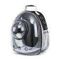 Grey hard-shell pet carrier bag with side opening for medium-sized cats or small dogs.