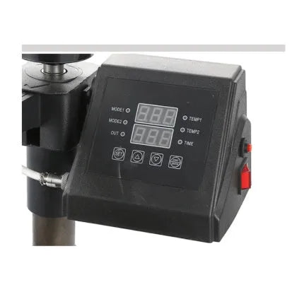 Black heat transfer machine for T-shirts and fabric plates with 1250W motor