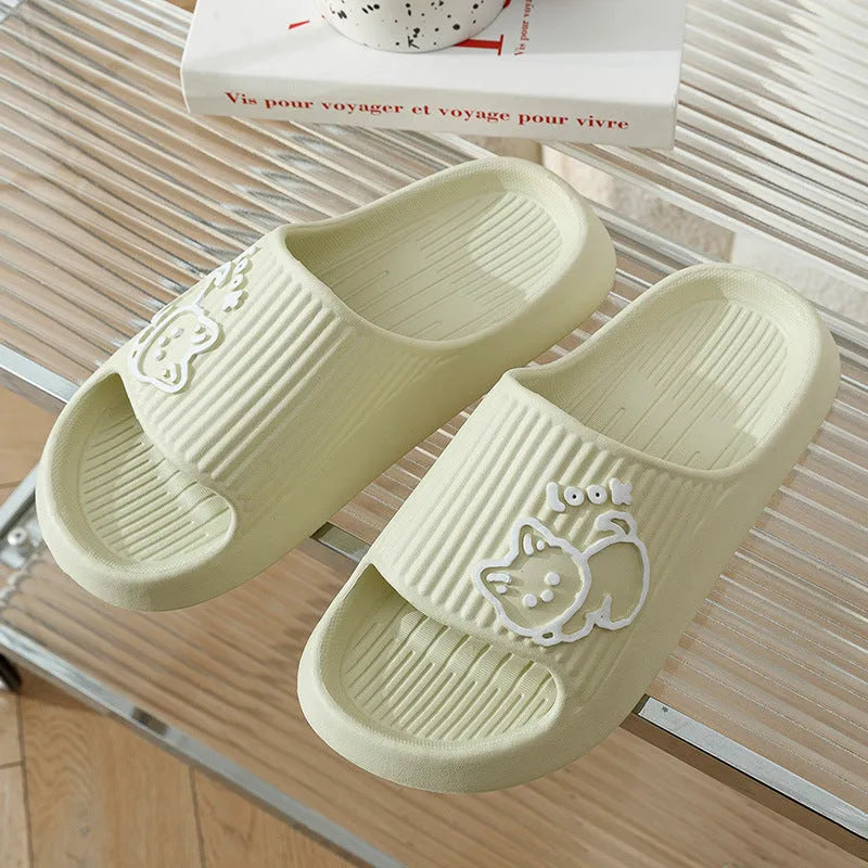 Women's cat-themed platform slides with thick EVA sole in multiple colours.