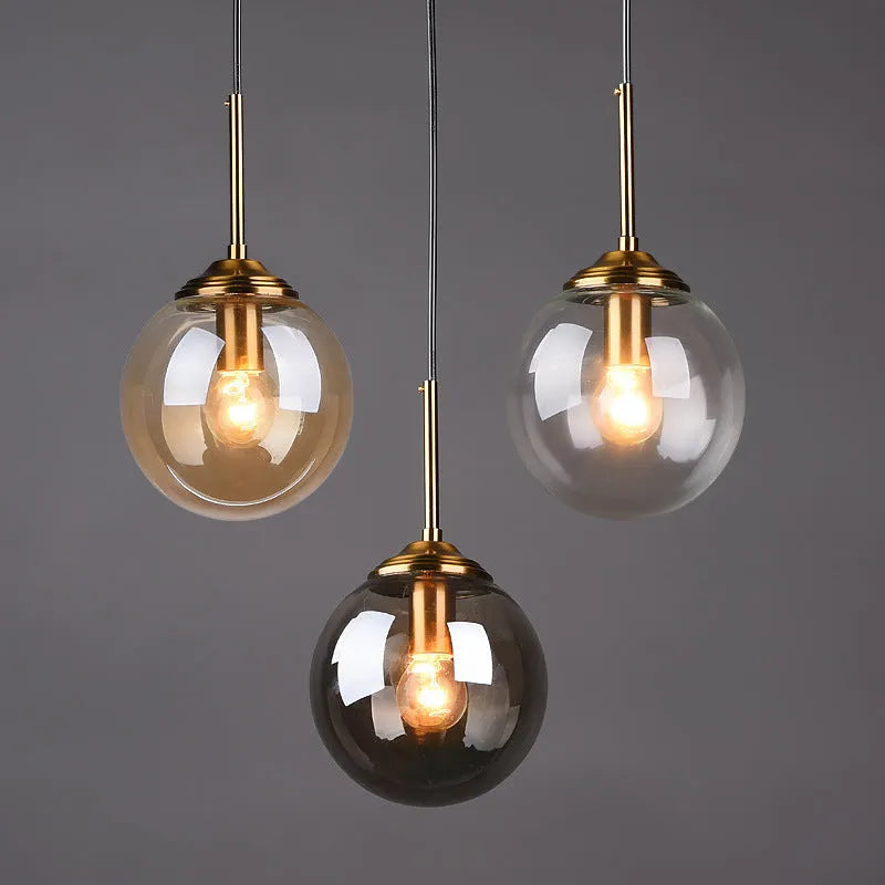 Nordic style round ball glass chandelier ceiling light with clear glass shades.