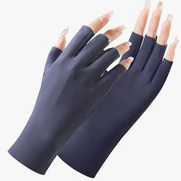 Women's thin ice silk sunscreen gloves with UPF50 protection in multiple colours