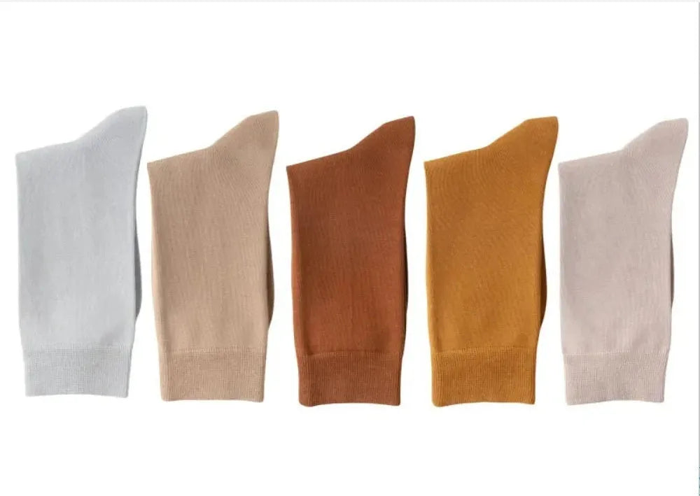 Men's pure cotton mid-calf business socks in solid colours with sweat absorption and deodorant function