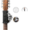 Black guitar capo with second chord feature for beginner folk guitar practice