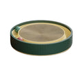 Large green cat scratching board with ball toys measuring 45cm diameter for indoor cats
