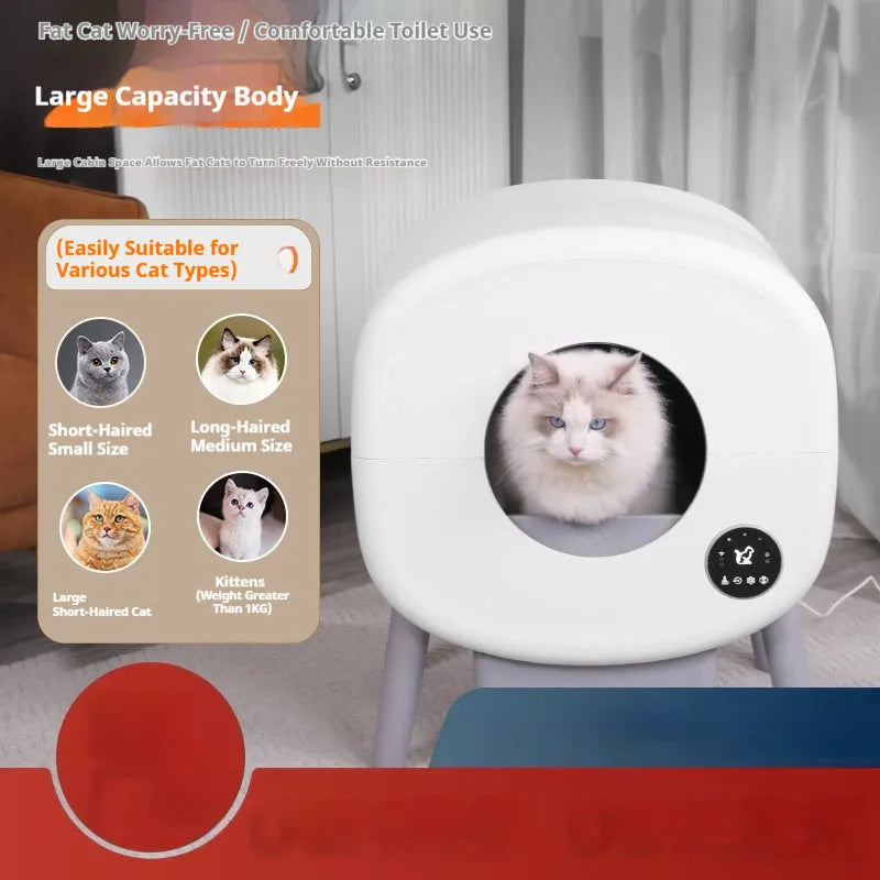 Automatic self-cleaning cat litter box with intelligent waste disposal system and 13L storage capacity