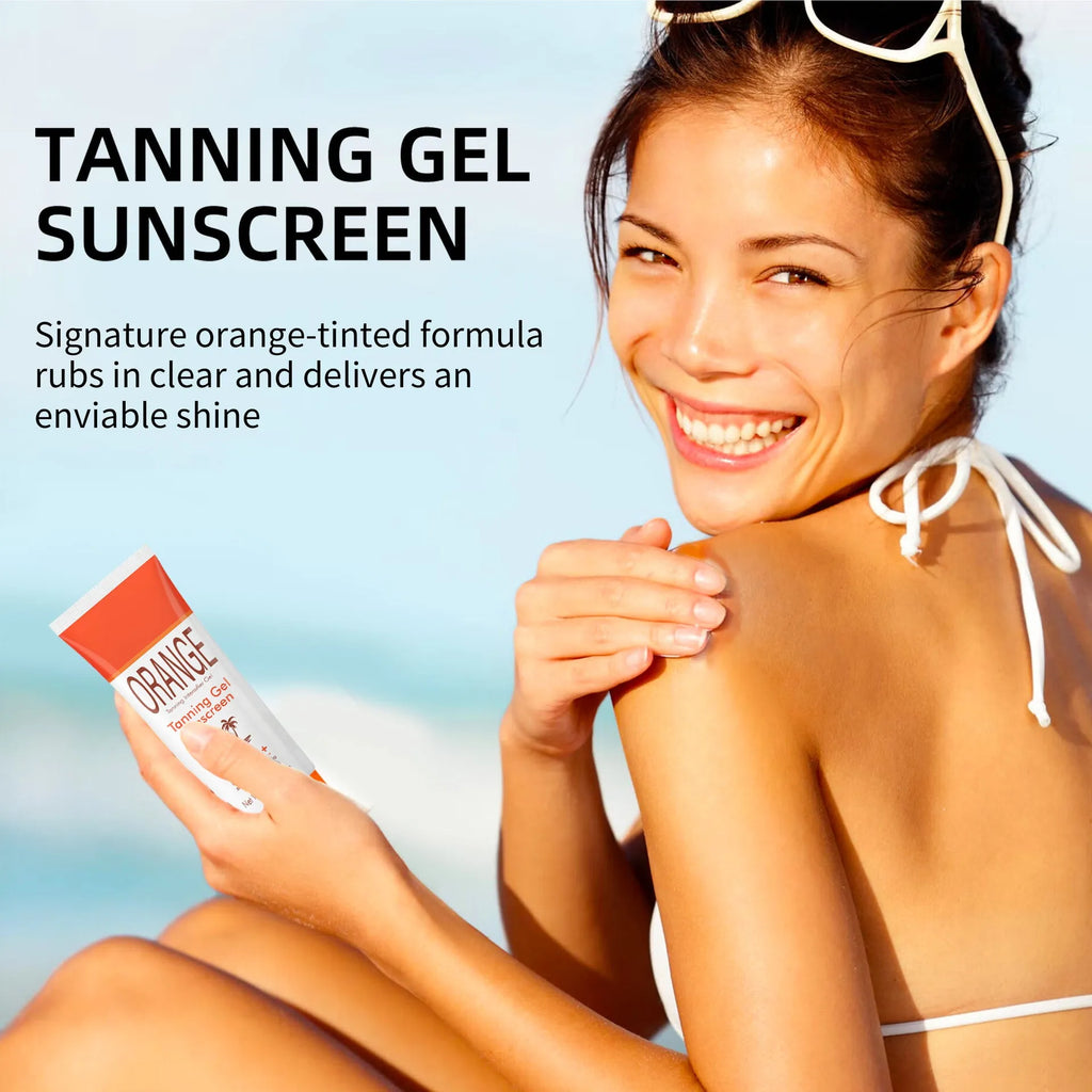 Black tube of sun tanning protective gel 88g orange colour for wheat skin UV isolation