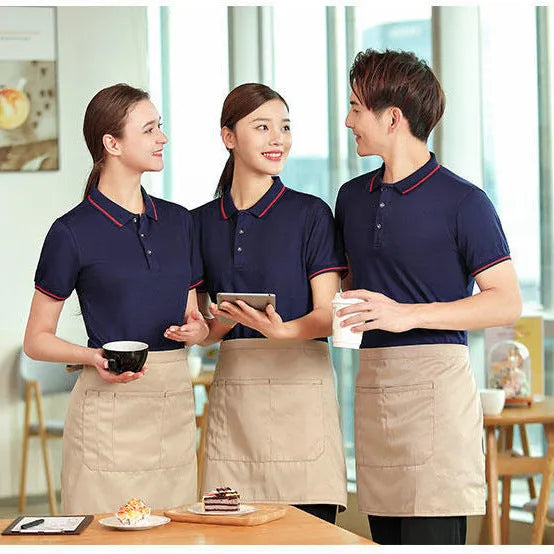 Summer work lapel polo shirt in eight colours with short sleeves and straight fit