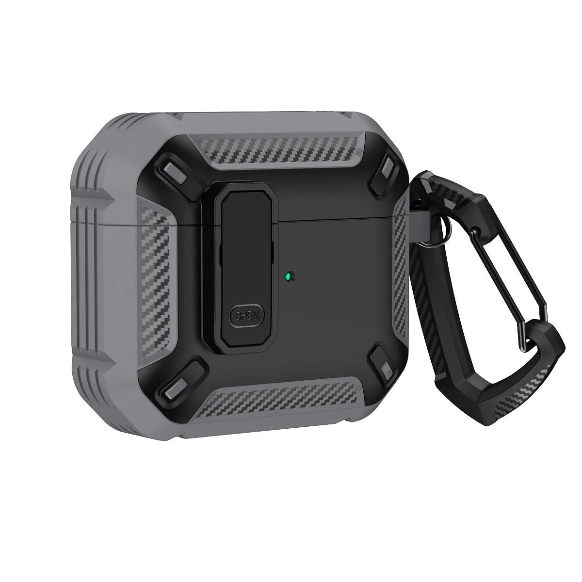 Plastic AirPods protective case in two-colour design with carrying hook