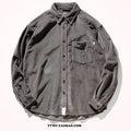 Long sleeve corduroy shirt with loose fit and cardigan style in caramel colour option