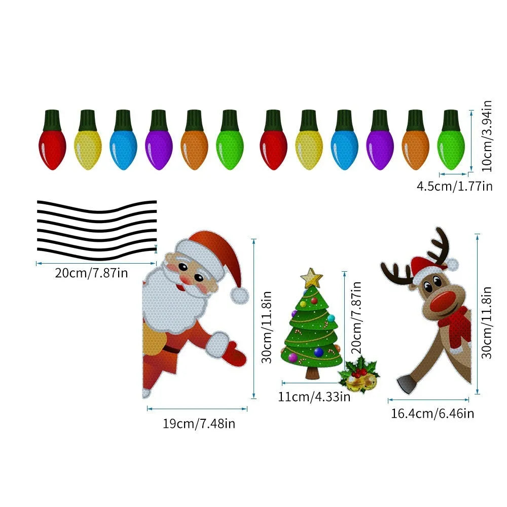Medium magnetic Christmas elk car decoration sticker with reflective elements